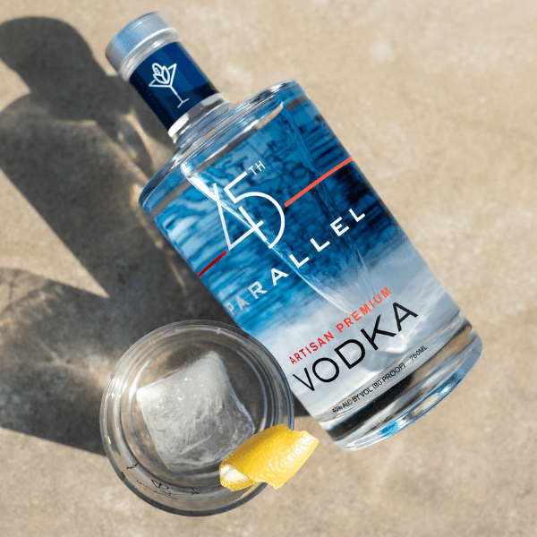 45th Parallel Vodka with a lemon twist